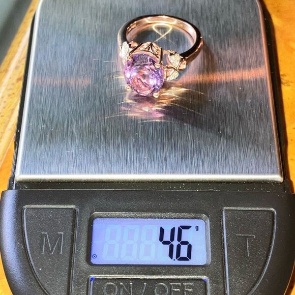 Natural Rose de France Amethyst Sterling Silver Ring - Picture 8 of 9